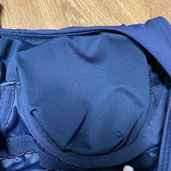 Lands End Womens Solid Navy Blue Tankini Underwire Swim Top Size 4 Stay Put Hem - Picture 4 of 5